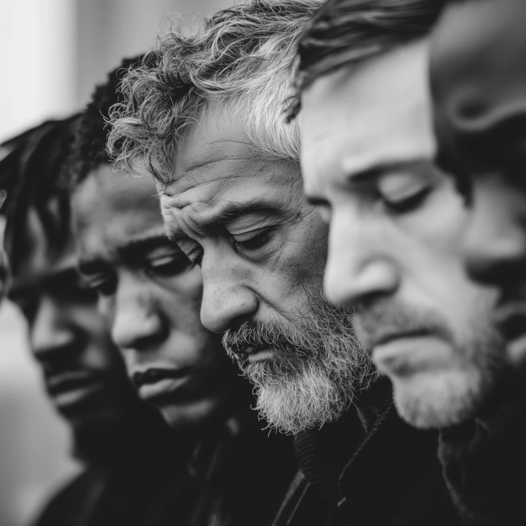 Men in a moment of reflection