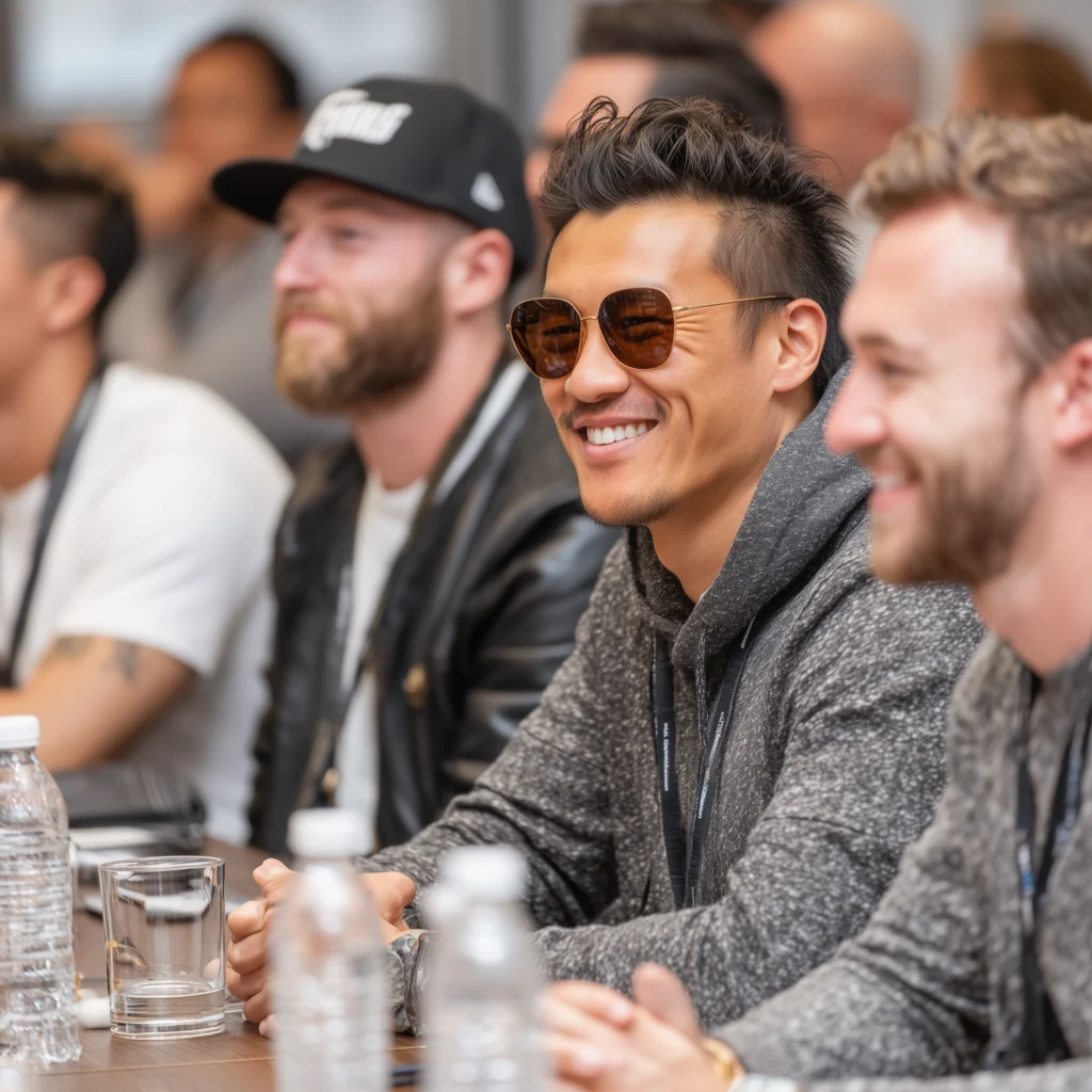 Men participating in a community seminar